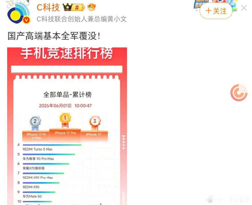 国产品牌，销量唯一进前四的，其他国产品牌全军覆没小米手机
