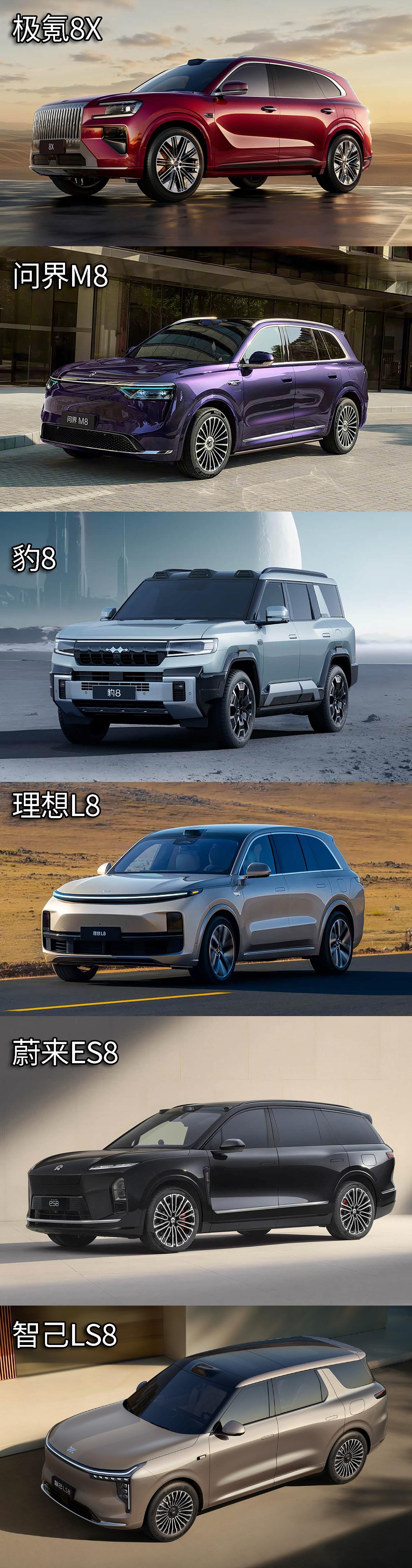 极氪8X马上来了，前脸依然霸气，车内主打大五座，下面这6台“8”字辈，它的座次能