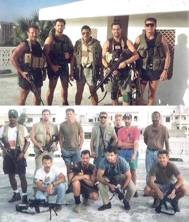 美国海豹突击队红色中队狙击小组在索马里摩加迪沙的帕夏安全屋（上）。1993年