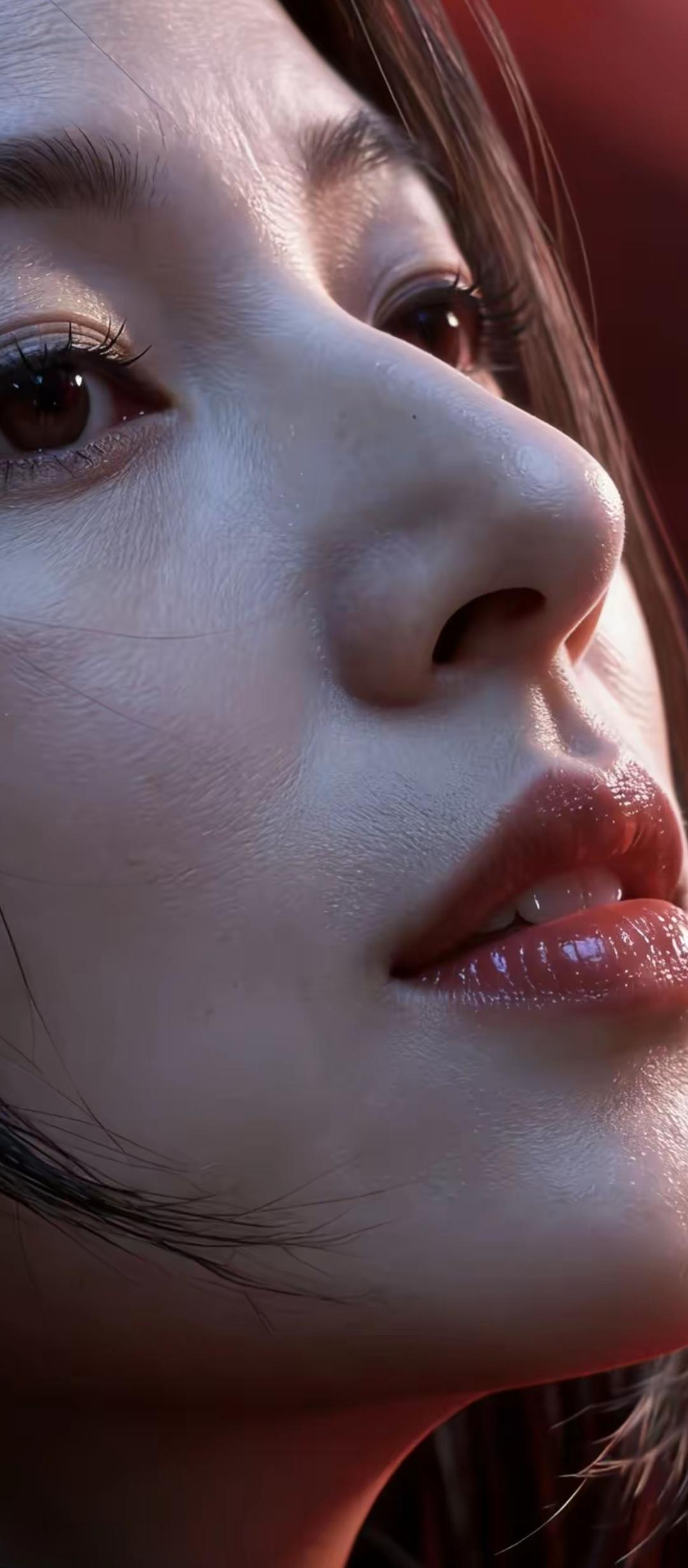 红妆美人，含情脉脉。