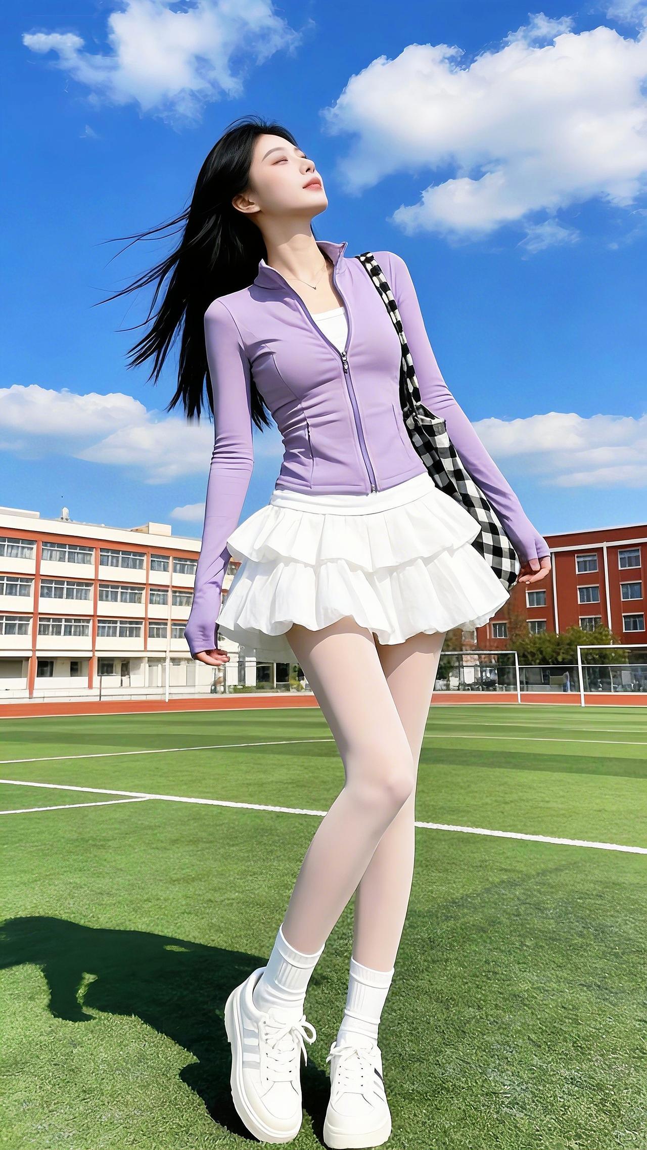 阳光正好，青春正好！冬日暖阳下的美好时光校园风穿搭甜系女孩大长腿