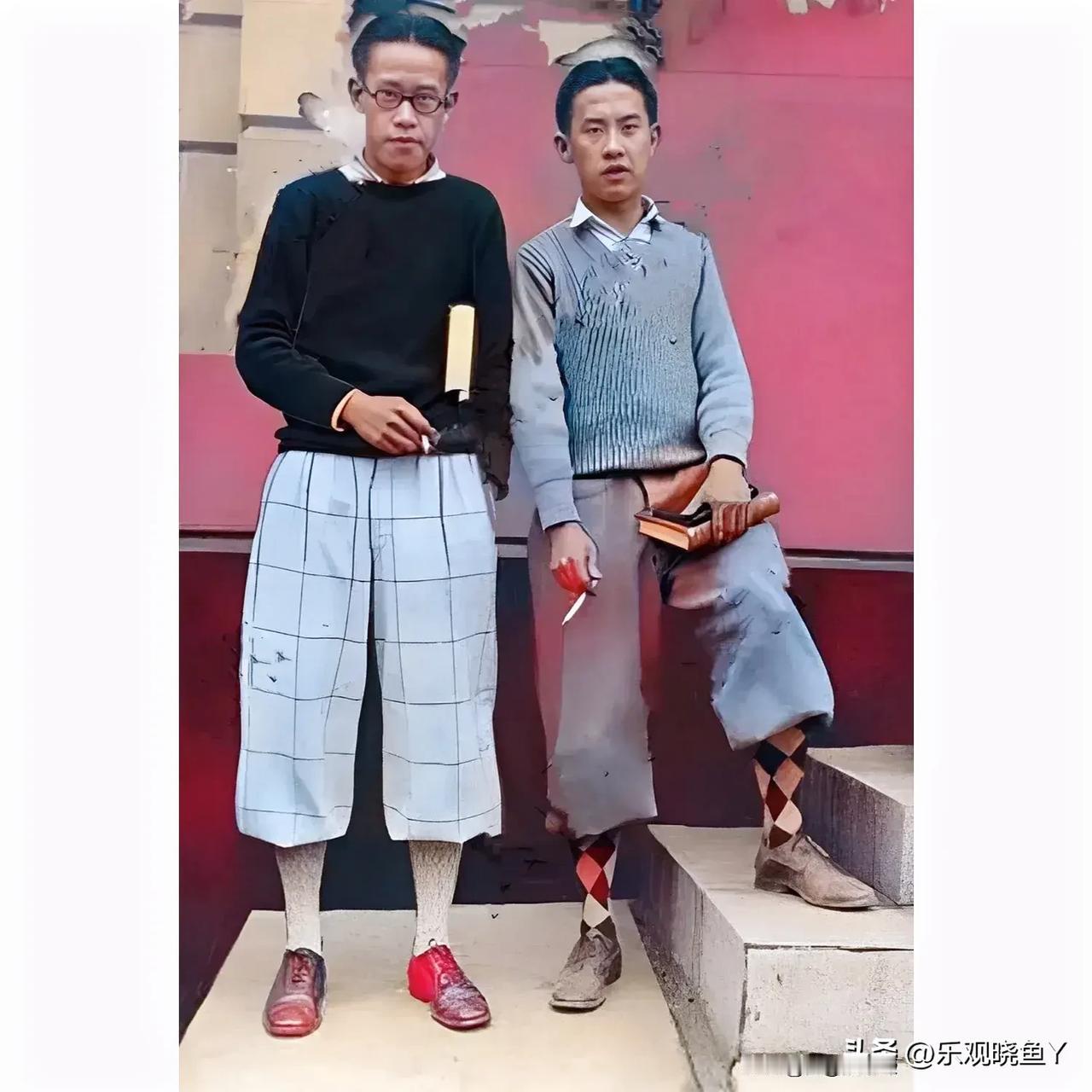 上世纪20年代，美国，袁世凯的两个儿子在哈佛大学留学时的合影老照片