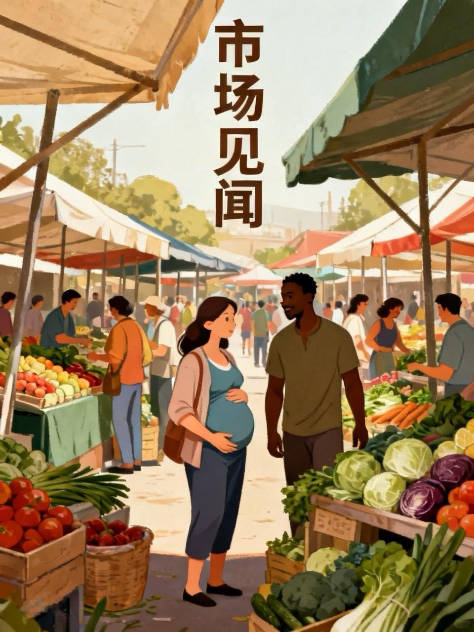 今天下午我在市场凉菜摊买凉拌菜，一个孕妇带着她黑人老公问凉拌菜价格，问了一下就走