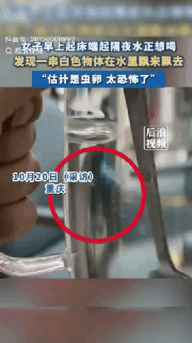 万万没想到！重庆，李女士早晨起床，拿起昨晚倒好的水正准备喝时，隐约看到水杯里有一