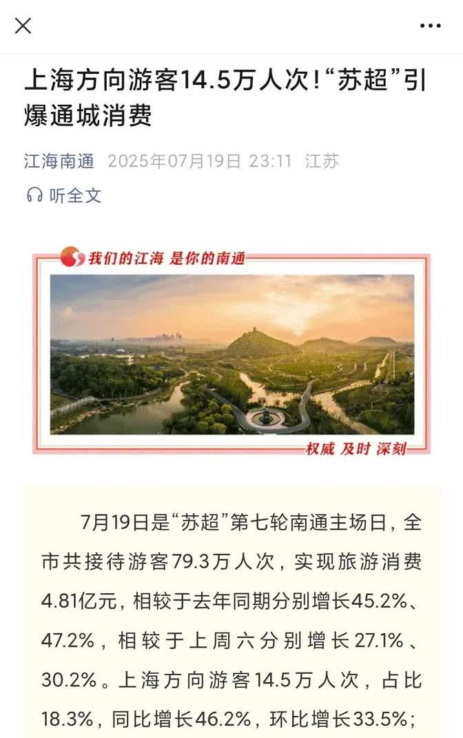 南通这波操作太狠了！昨晚苏超联赛直接把上海球迷给整破防了。数据显示，南通对盐城的