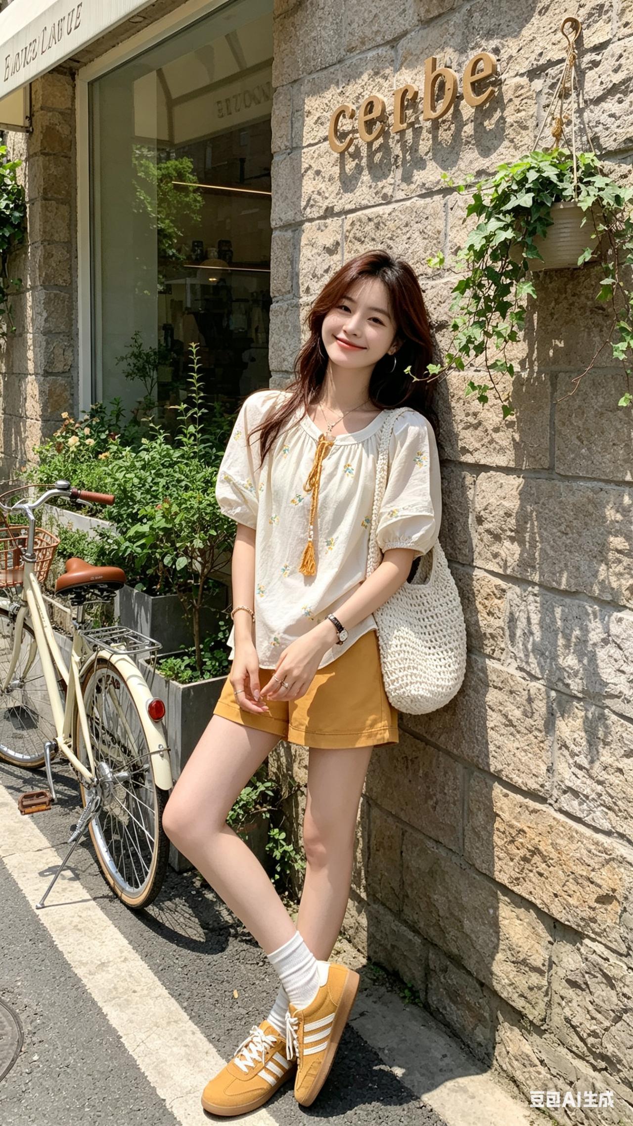 夏日穿搭指南：清新白色上衣+黄色短裤，轻松惬意！🌞👗👠