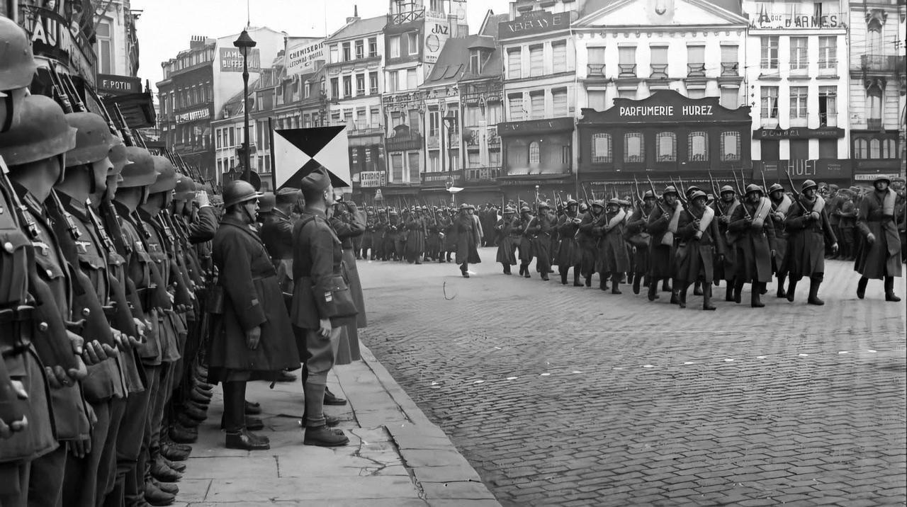 二战初期,德军为何能够横扫欧洲?二战罕见投降部队得以列队行进的历史场景！19