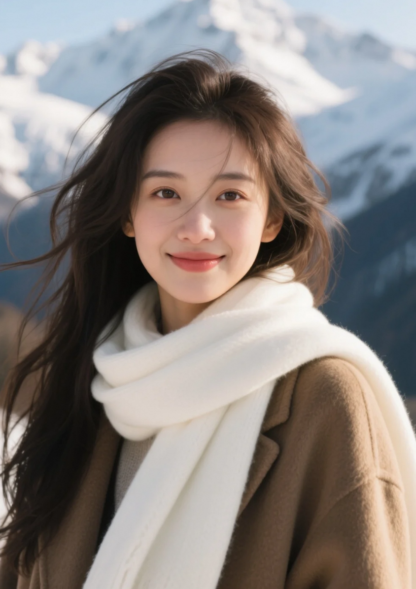 雪山之巅，长发随风，她是最美的风景
