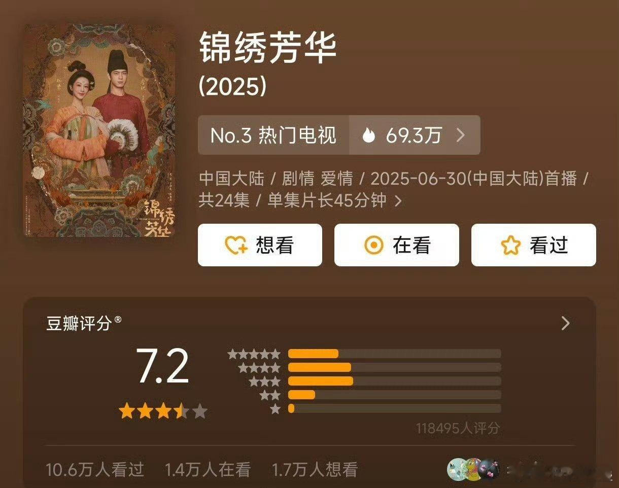 一好像7.8，基本符合整体吧，二也是更悬浮和生硬了一些看起来7.2和玫瑰、藏海差