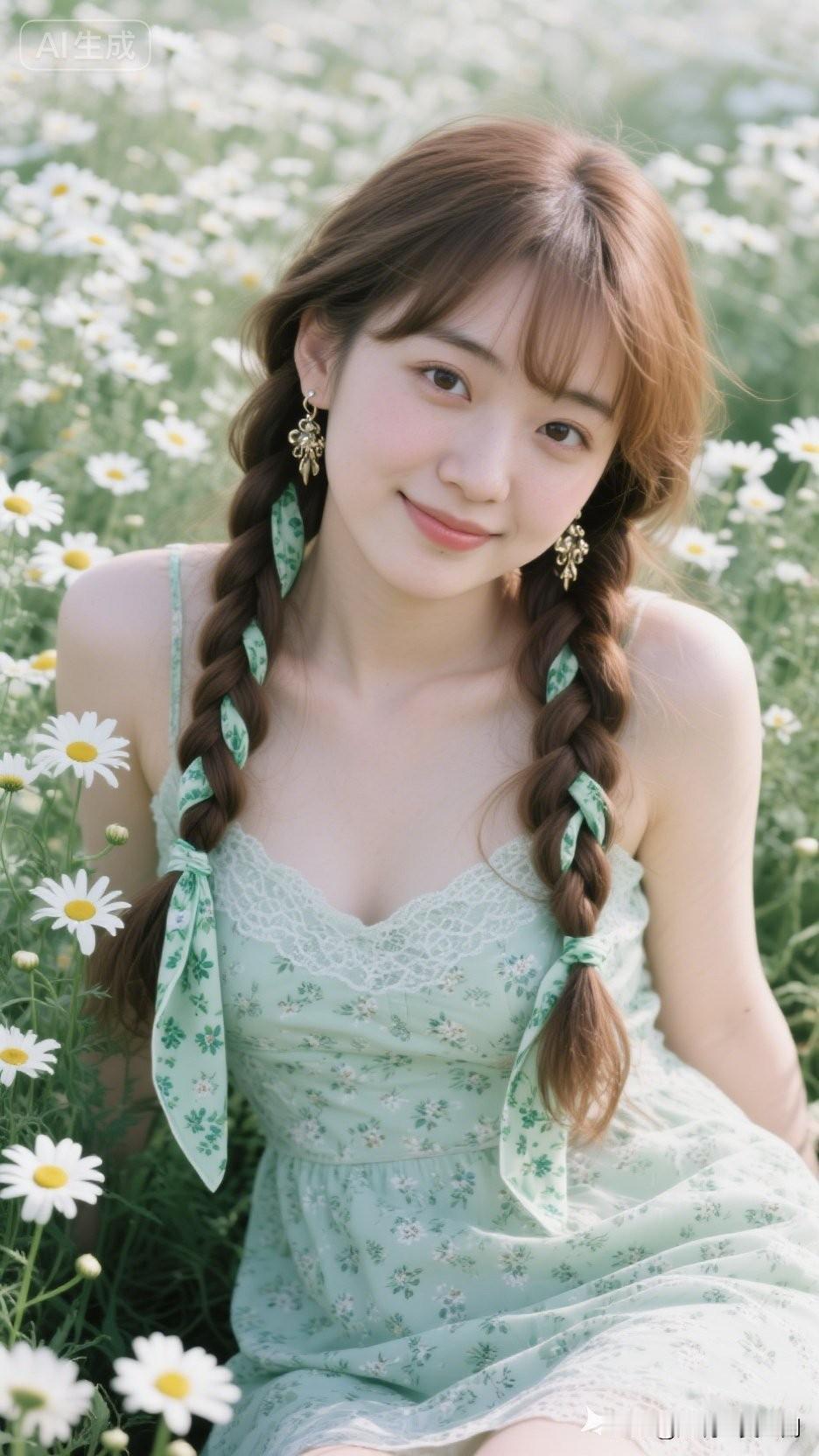 花间笑语，春意盎然。分享一下你随手拍下的照片夏日野餐，花海中的甜美少女