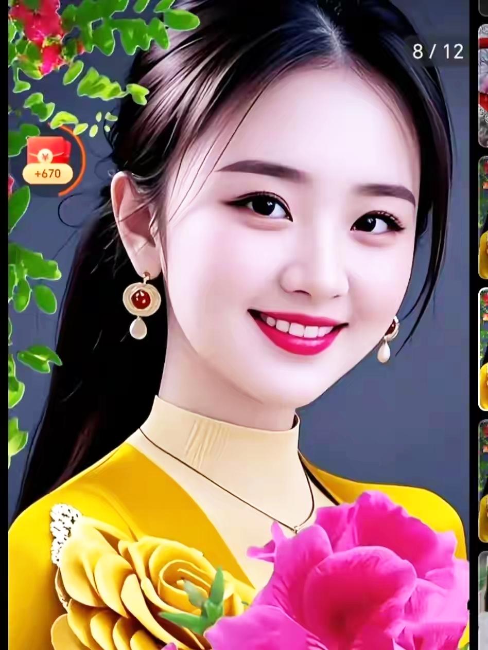 甜美笑容，优雅气质，花团锦簇，尽显东方韵味！