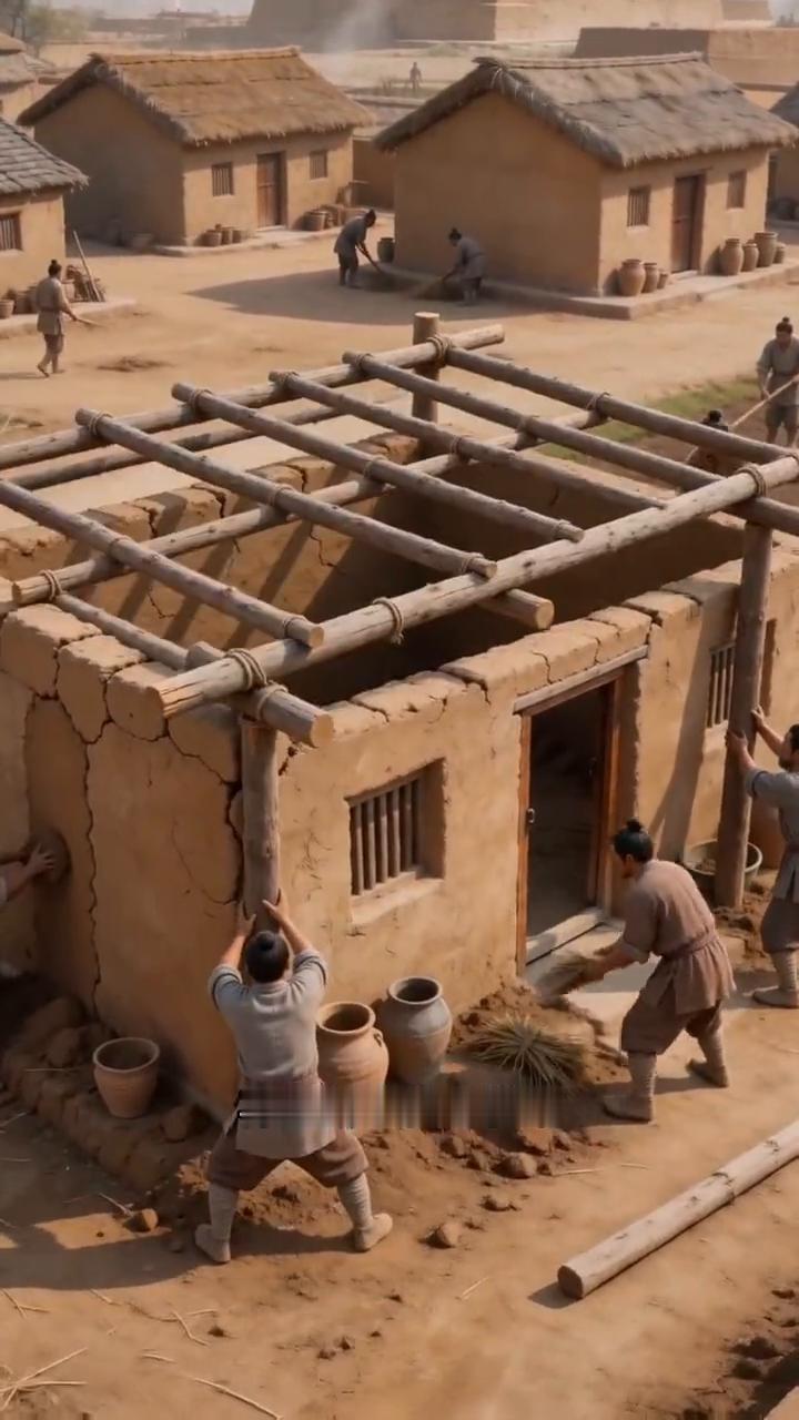 史前一万年居所进化史。一万年前，人类用木头搭骨架，再盖兽皮遮风挡雨，没有地基、