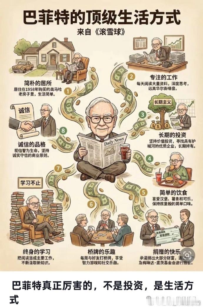 巴菲特真正厉害的，不仅仅是投资，是顶级的生活方式巴菲特的顶级生活方式是什么？值
