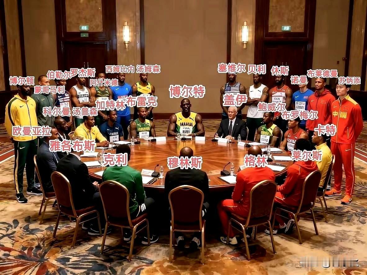 博尔特稳坐C位。闪电博尔特在百米赛道上所向披靡，估计百年以内都不会有人能打破博