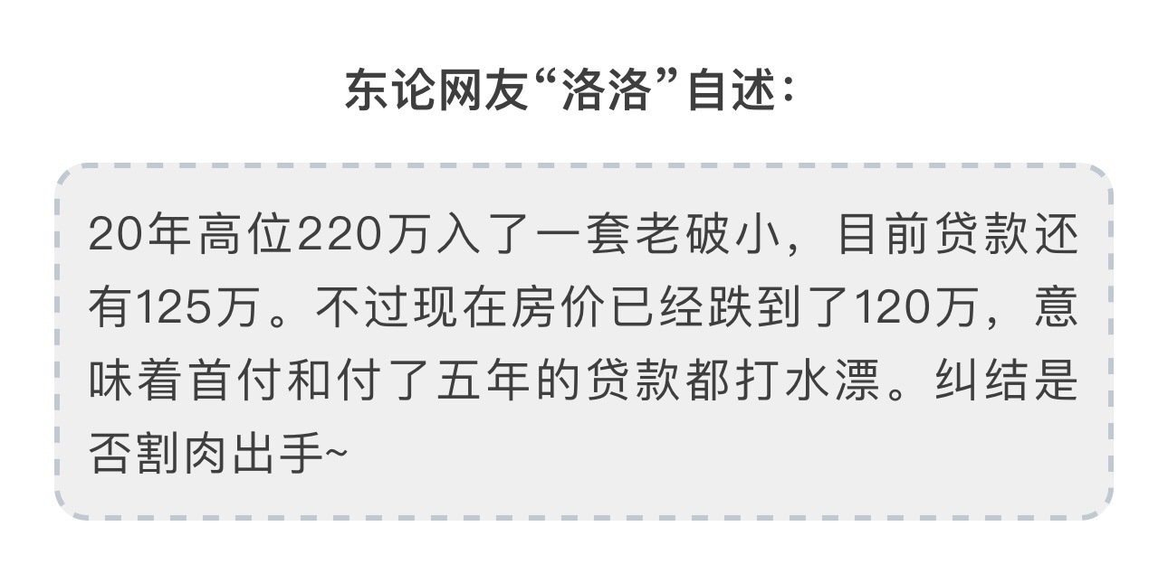 宁波业主220万买的房跌到120万房贷还有125万，该不该割肉？[跪了]宁波