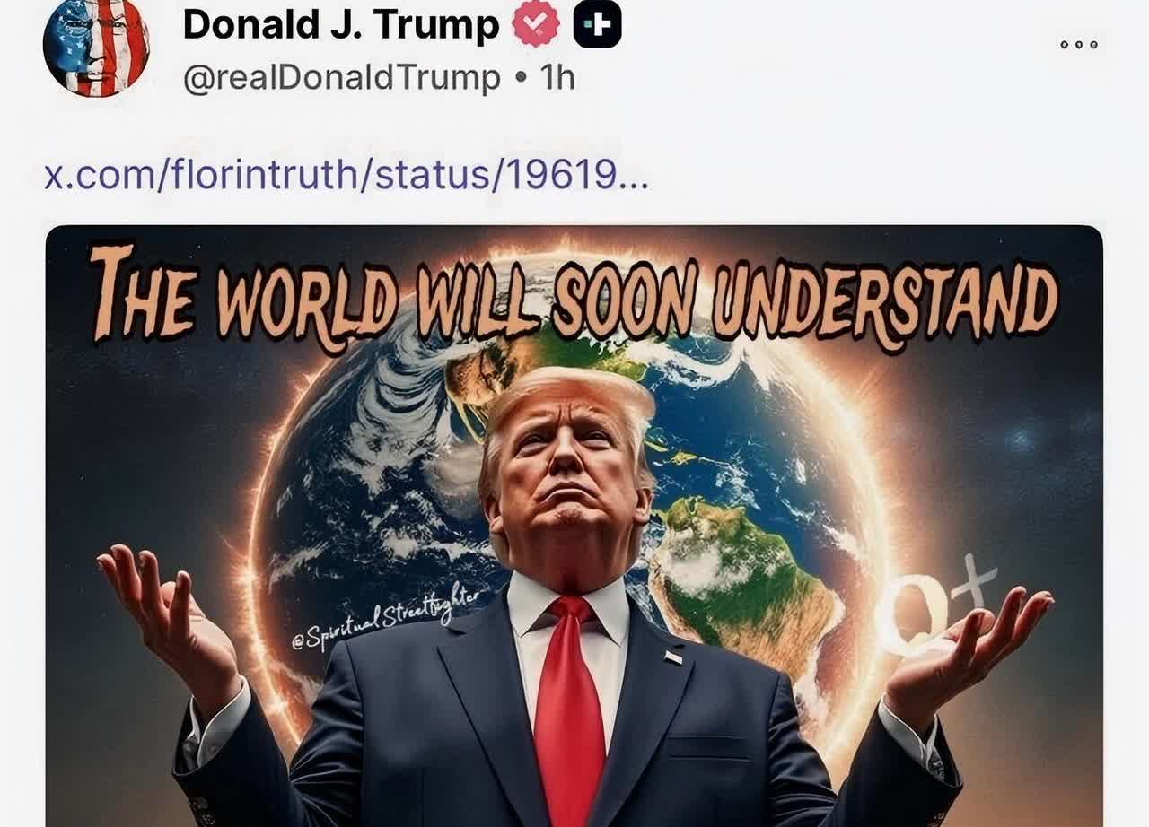 特朗普在真相社交上发帖称，“世界很快就会明白，没有什么可以阻止即将发生的事情。”