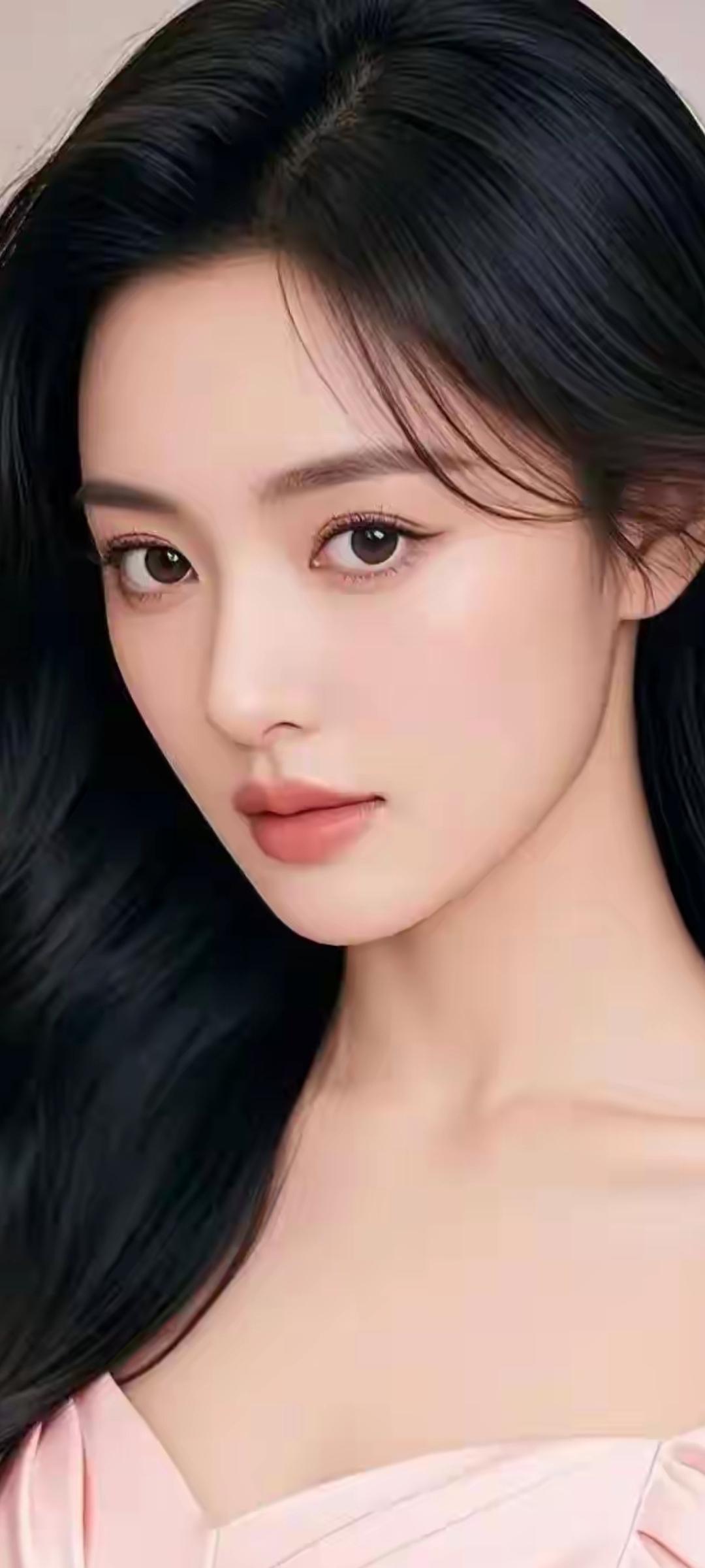 温柔黑发，甜美粉裙，少女心爆棚！💖✨