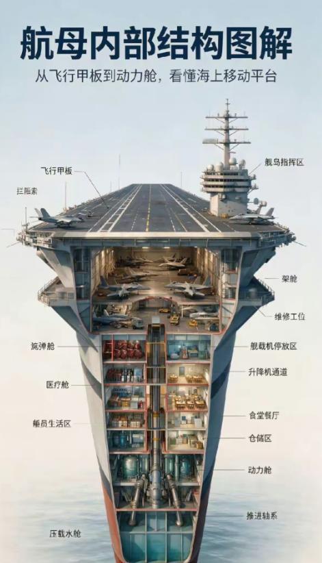 你以为造航母最难的是特种钢？是电磁弹射？都错了。把一张航母剖面图摊开在桌上，从底