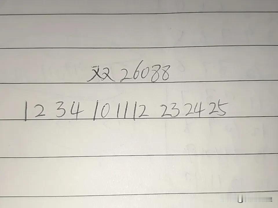 双色球26088期排码（错1一2）01、02、03、04、10、11、12、2