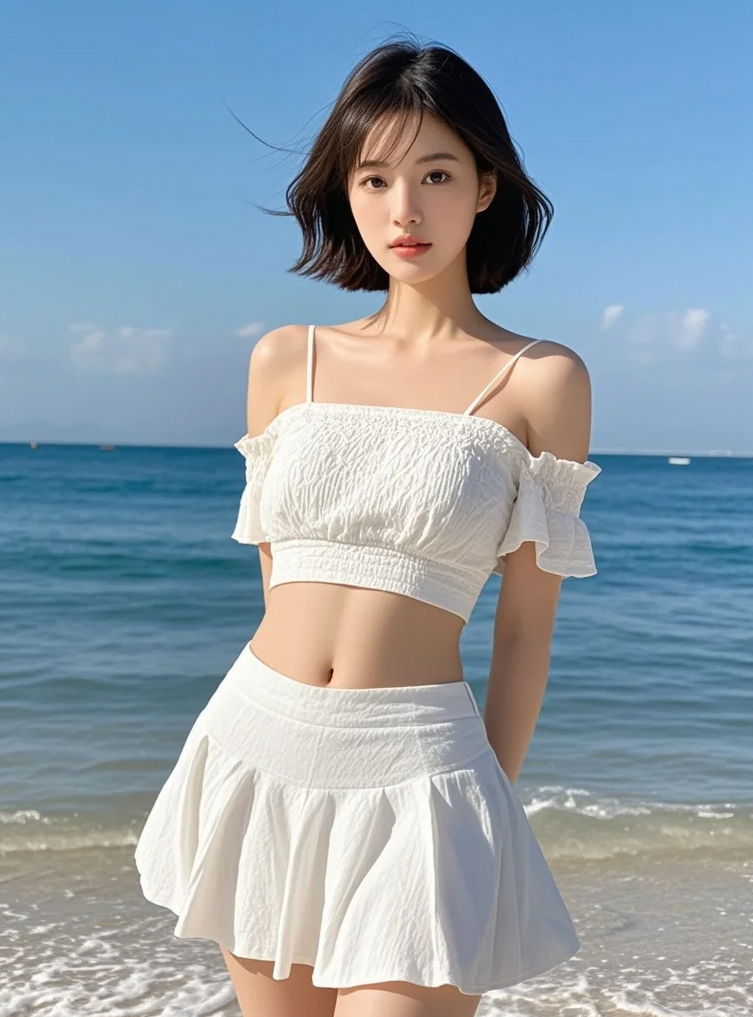 「正午浪尖｜被阳光穿透的碎花裙摆与盐系少女」