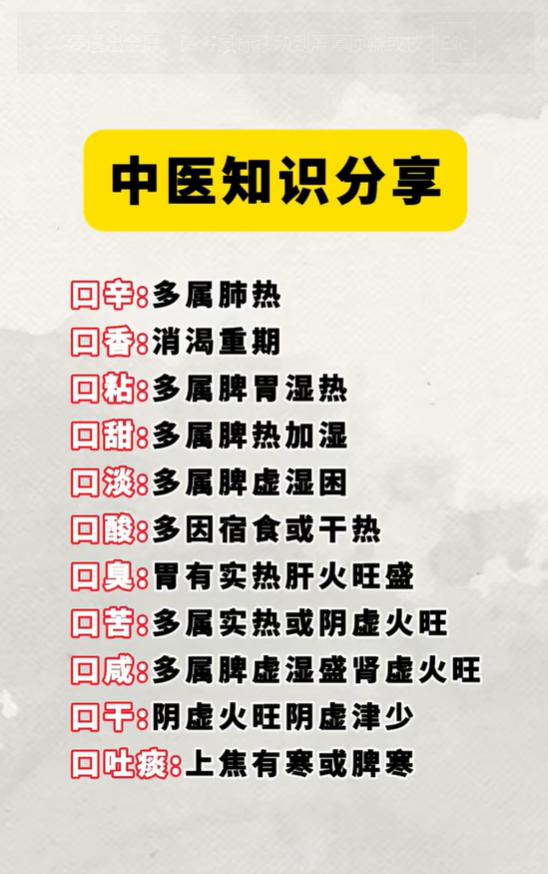 嘴里发苦、发甜、发黏别忽视，不同口味对应脏腑病症
