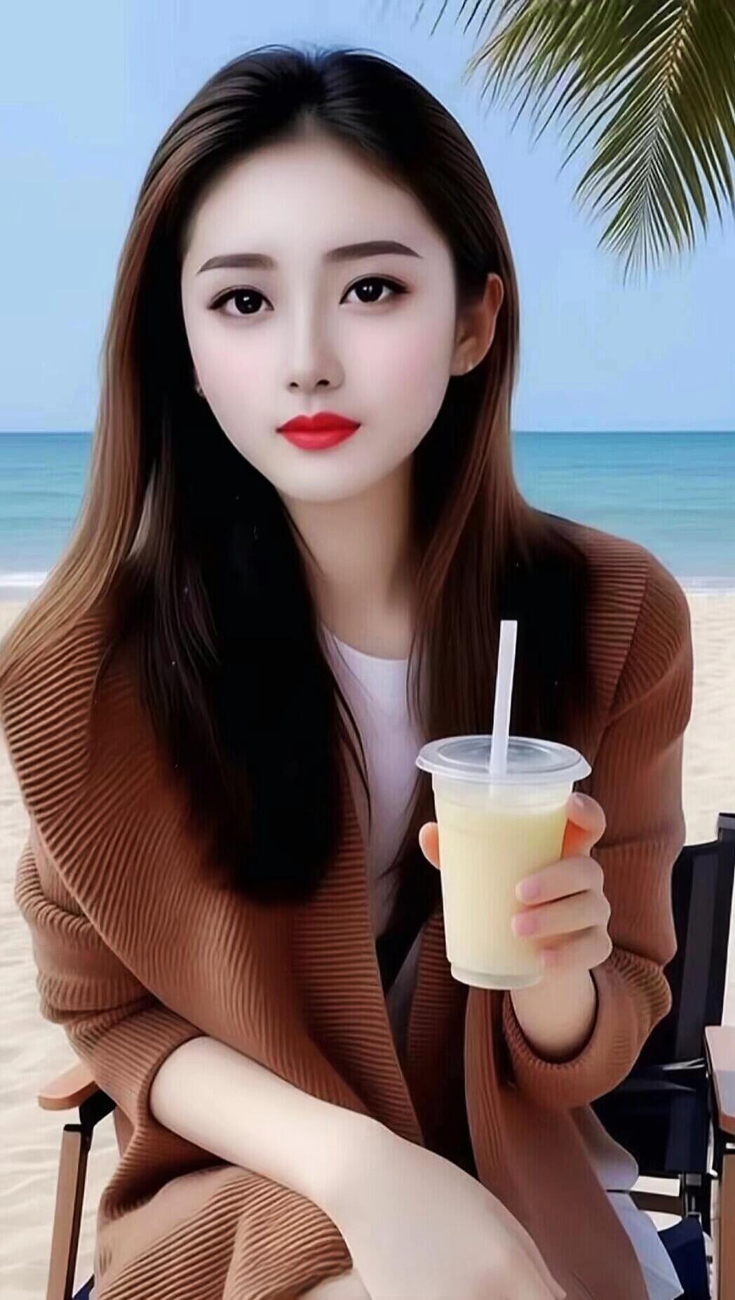 海边度假，阳光明媚，一杯冰饮，享受美好时光。