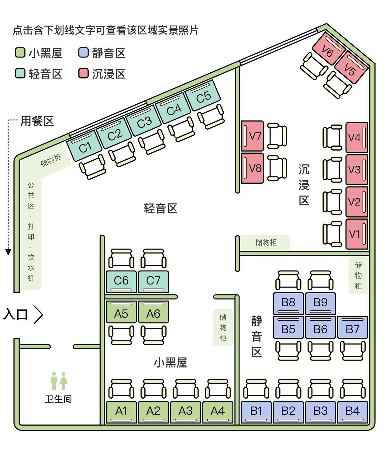 自习室选座，以你的性格会选择坐在哪个位置？
