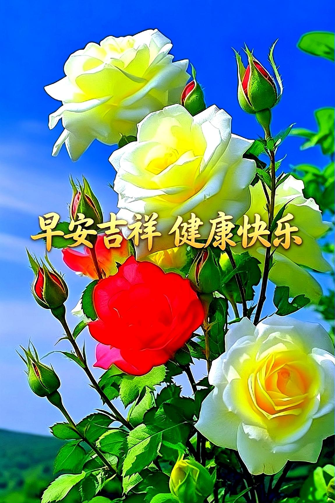 《晨安祈福》朝晖漫染晓云天，清风拂袖送清欢。平安岁岁身无恙，喜乐年年