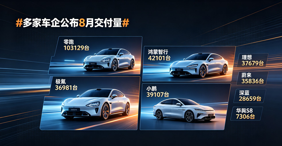 【#多家车企公布8月交付量#】9月1日，多家国内新能源车企陆续放出8月交付成绩单。小米汽车8月交付持