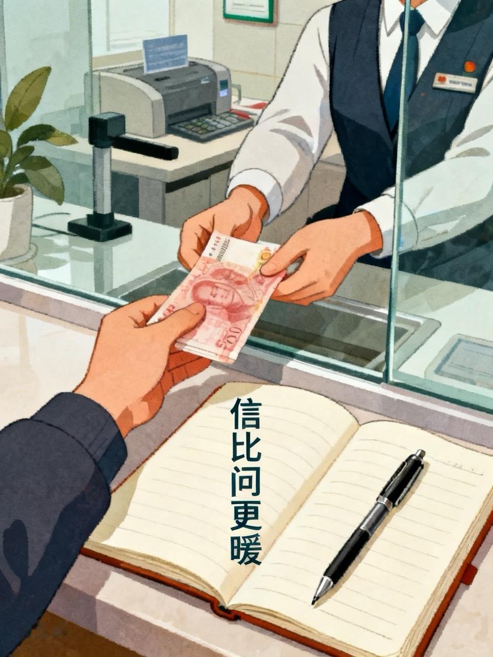 昨天帮妈妈去银行取工资。柜员递过钱，我愣住：不问我用途了？以前每次都问，我说