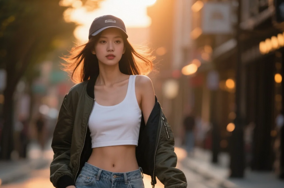 夹克配牛仔裤，她的穿搭帅得像电影女主