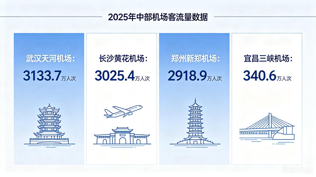 中部机场客流排位大变天！武汉3133.7万客流持续领跑长沙！根据2025年中部