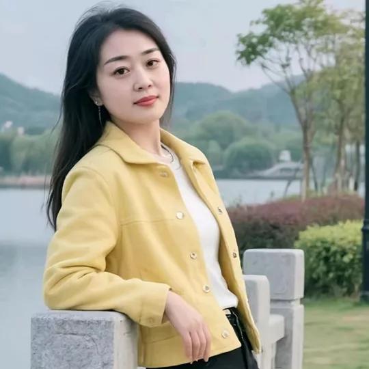 阳光明媚的日子，穿着黄色外套的我，倚靠在湖边的栏杆上，享受着这片刻的宁静。秋日清