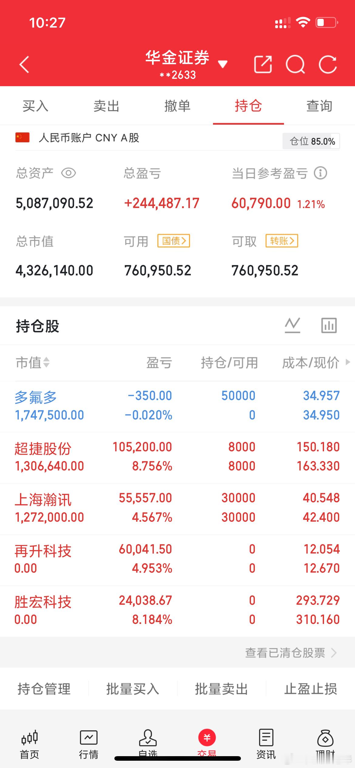 实战派老彭实操记录(3.23日开始，初始50)如图出:再升胜宏暂持:超