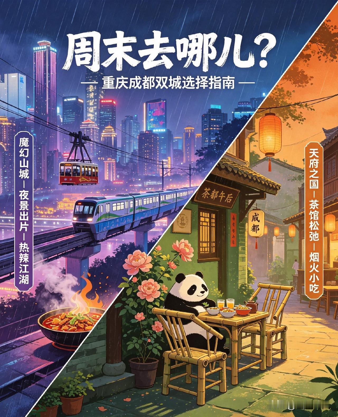 重庆和成都哪个周末可玩性更高?川渝双城之争从未停过！到底重庆、成都谁更适合周末短