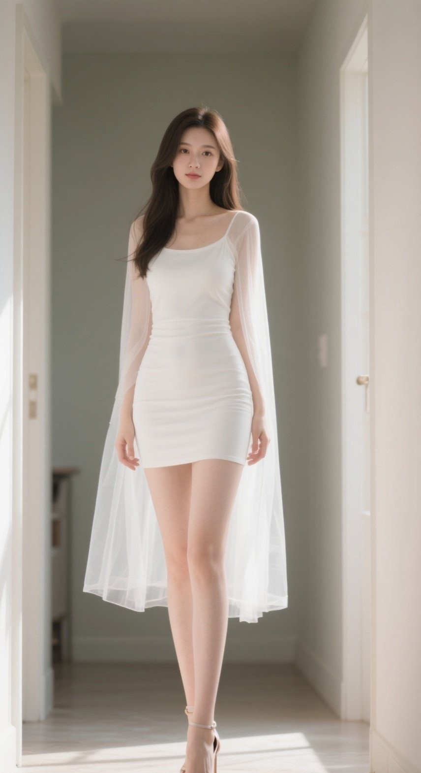 优雅女神白裙加身，长腿线条完美无瑕