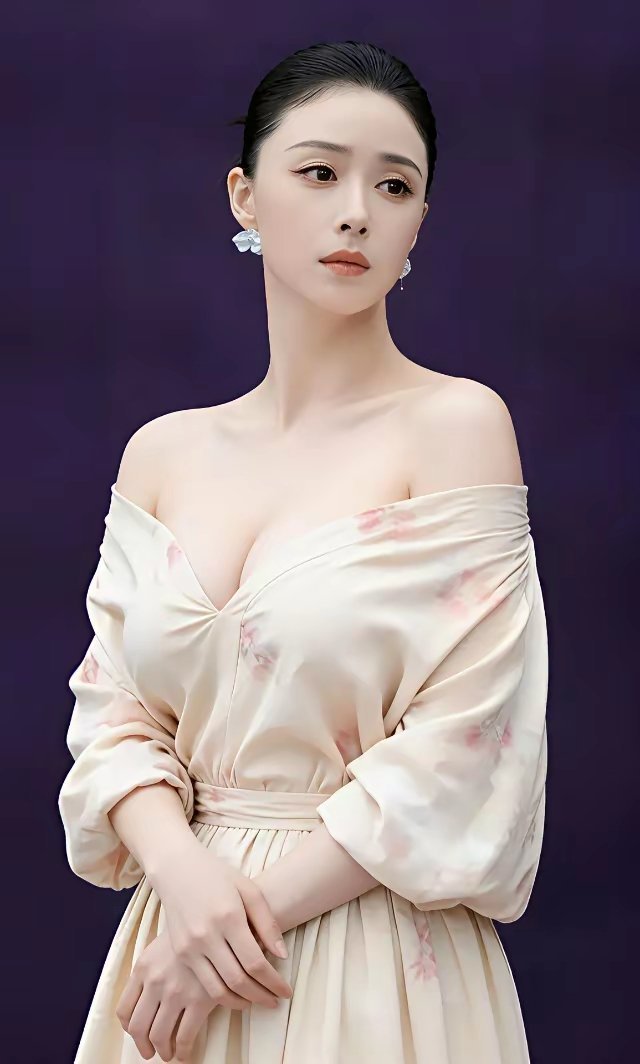 看多了纤瘦审美，再看蒋欣格外赏心悦目。利落盘发搭配各式长裙，大方舒展，从容自信。