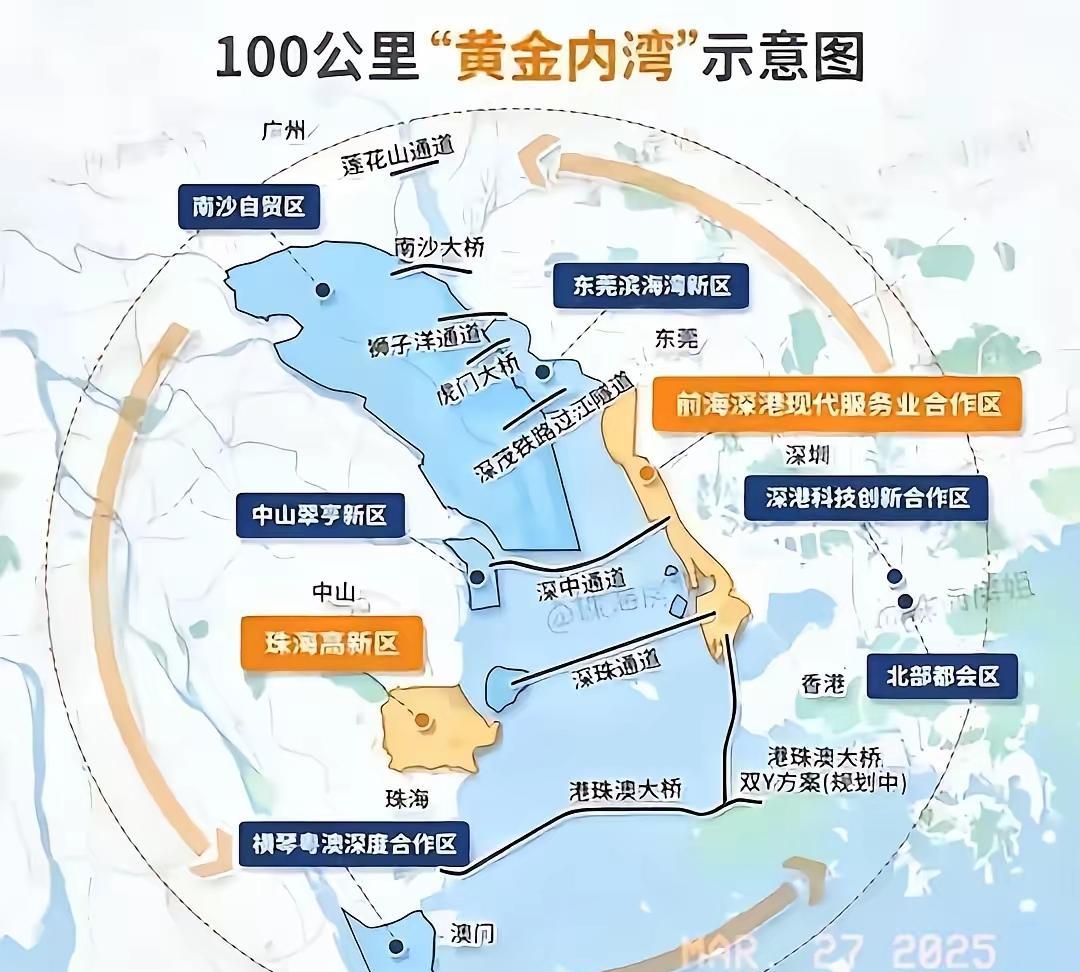 一旦深珠通道建成，珠江口上的这个黄金内湾真的要名符其实了！珠江两岸的桥梁猛然之
