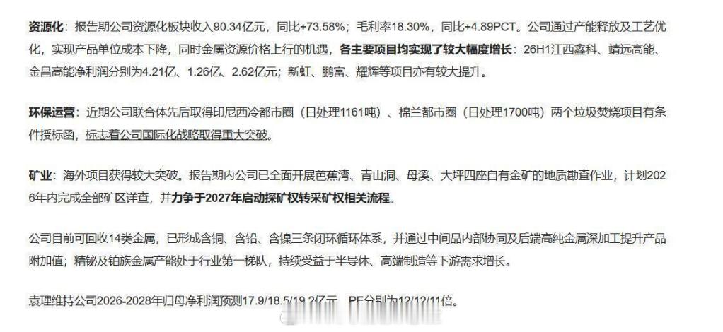 【精选公司】这家公司资源类板块业务高增长，多个AI金属产能处于行业第一梯队，且积