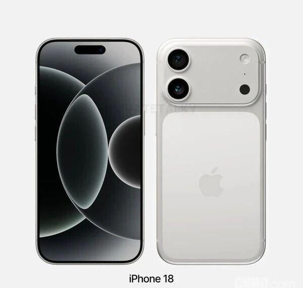iPhone18外观超前曝光！近日，有博主曝光了一张iPhone18的渲染图