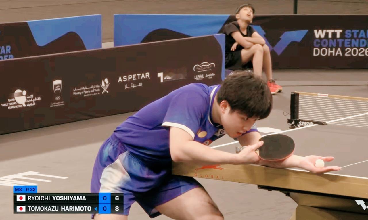 张本智和这是防着队友吗？今天张本智和与队友吉山僚一打的很激烈吉山追到7:8