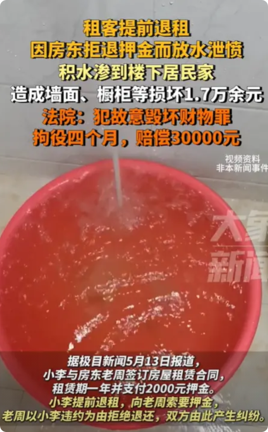 “太冲动了！”山东济南，一租客提前退租，要求房东退还2000元押金，却遭拒绝。租
