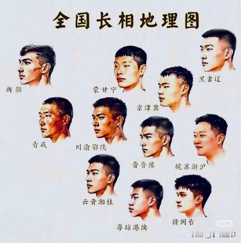 全国长相地理图：1、广东网友：在我周边，感觉高鼻梁双眼皮是有，突嘴这些也是比