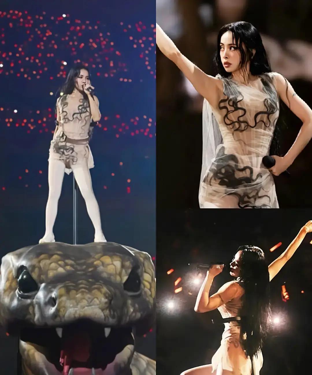 45岁穿成20岁，她赢麻了蔡依林昨晚把大腿开到腰，一条1.5吨机械巨蟒跟着