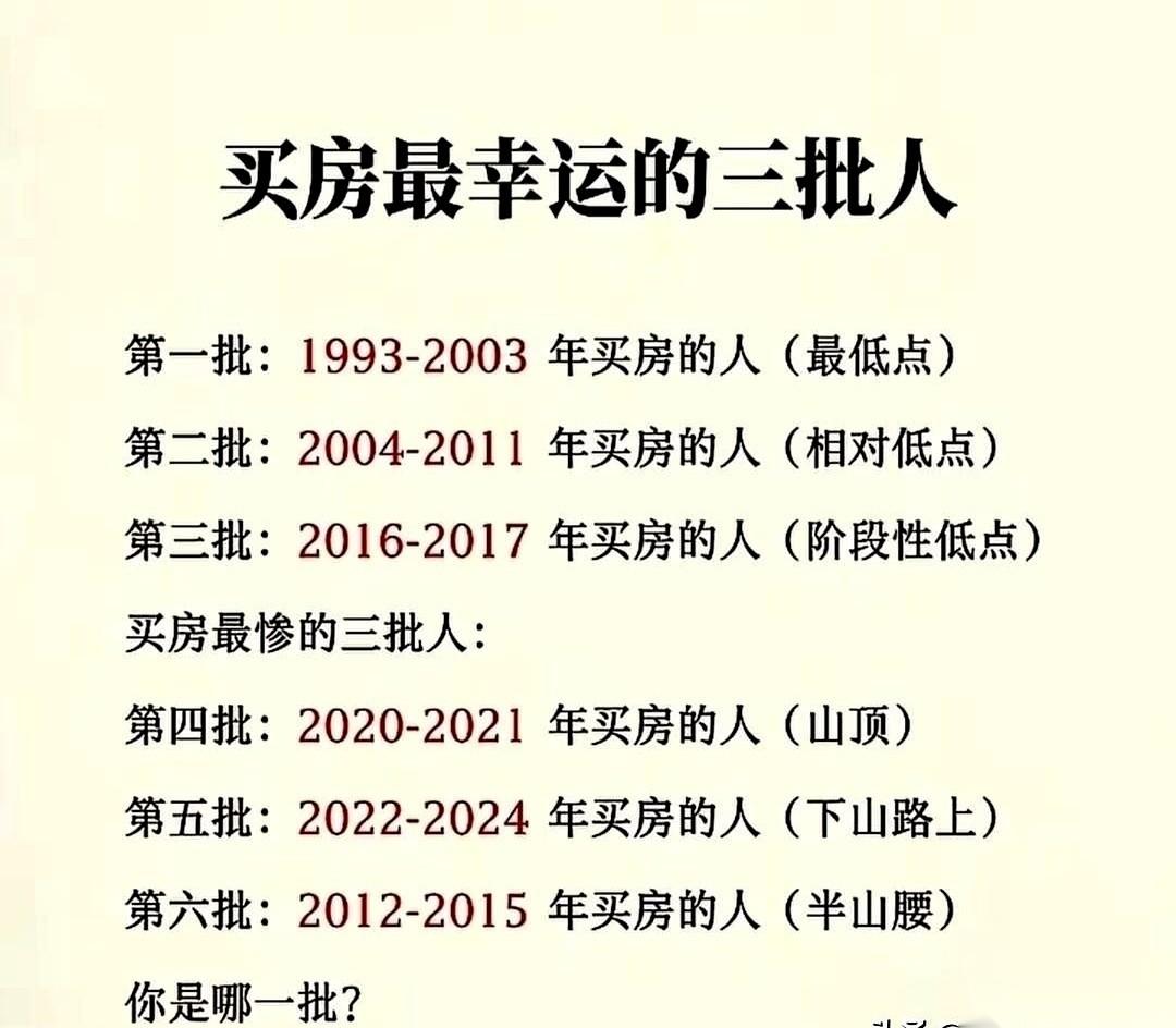最近网上流传着一份“买房命运时间表”。一张几百字的总结，硬生生把无数家庭过去三