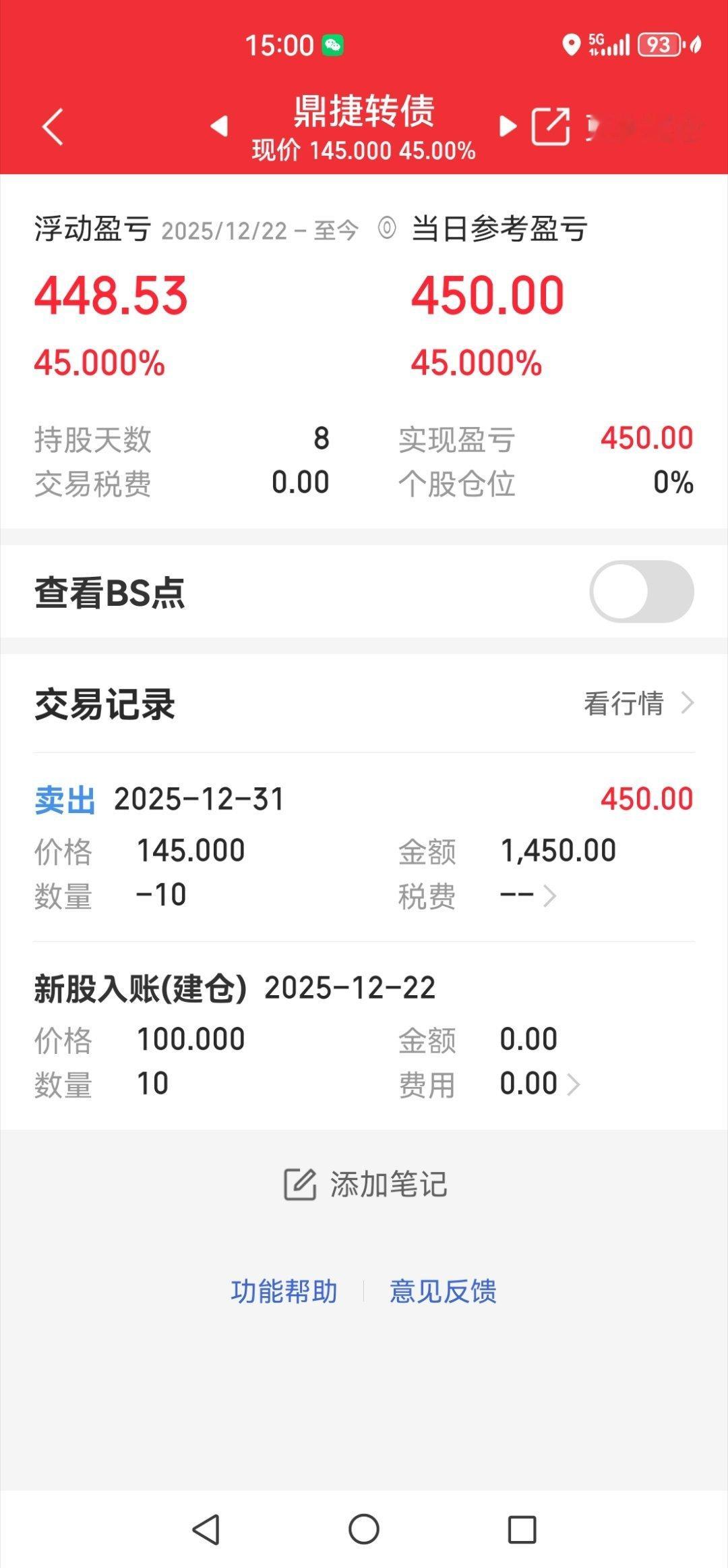 中签的债券卖了，赚了448，寓意2026年事事发！