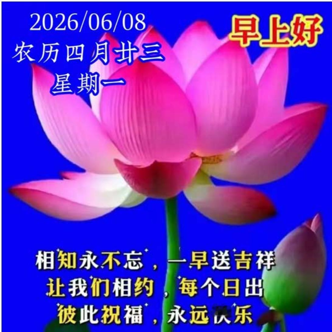 相识从不忘，醒来送吉祥；心中永牵挂，情深意更长；清晨常问候，温暖照心房；真