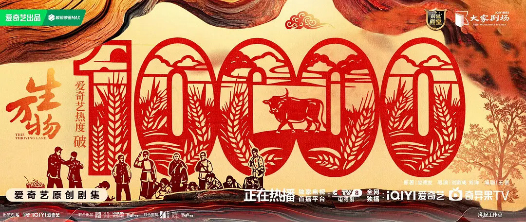 电视剧《生万物》耗时65小时热度破万，也是桃史上第二快的破万剧，现代剧第一。​