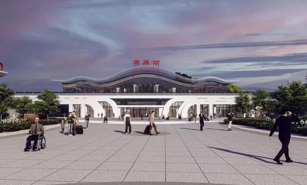 渝昆高铁盐津南站建设正全速推进。桥面合龙，隧道贯通，无砟轨道即将铺设；站房封顶，