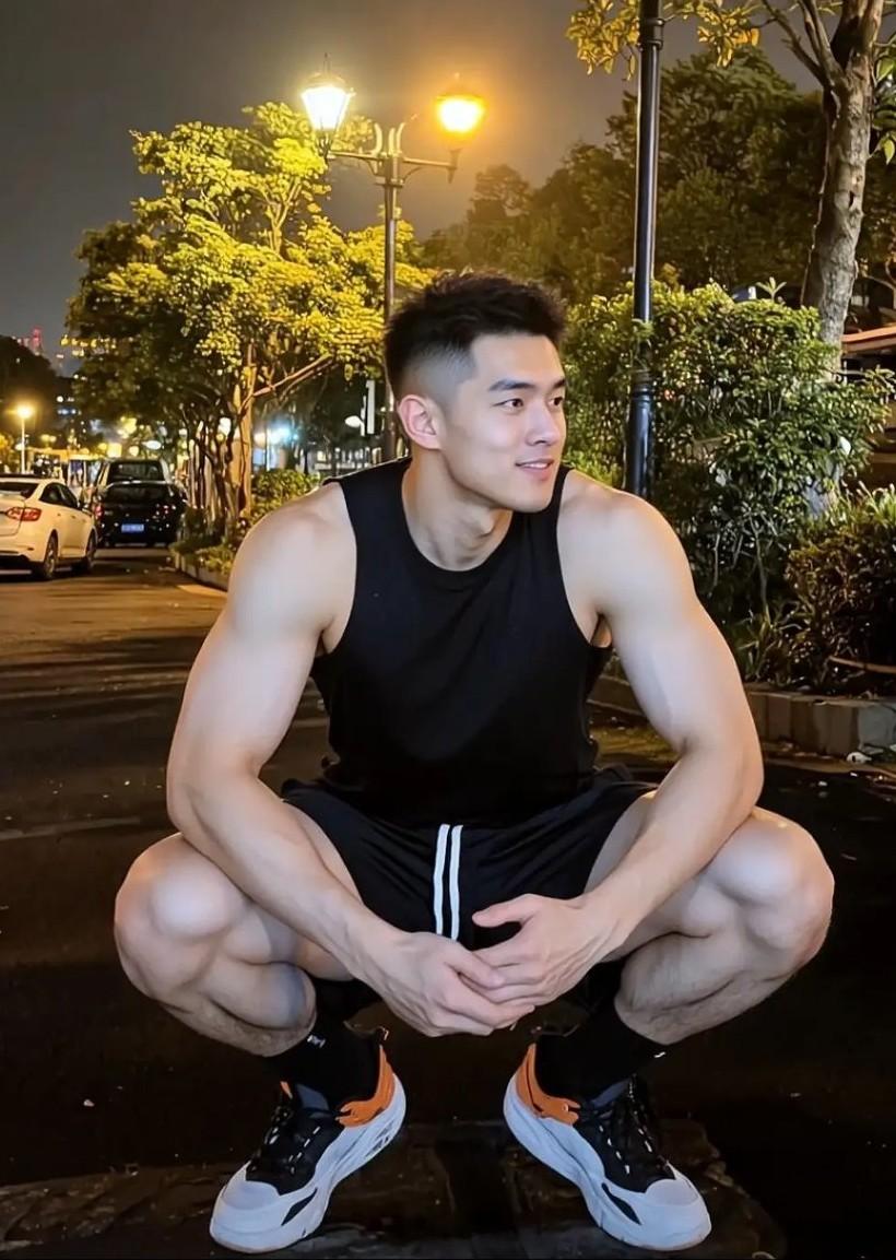 这个身材看起来一点儿也不协调，如果不看头部的话这完全称得上完美的肌肉身材，每一部